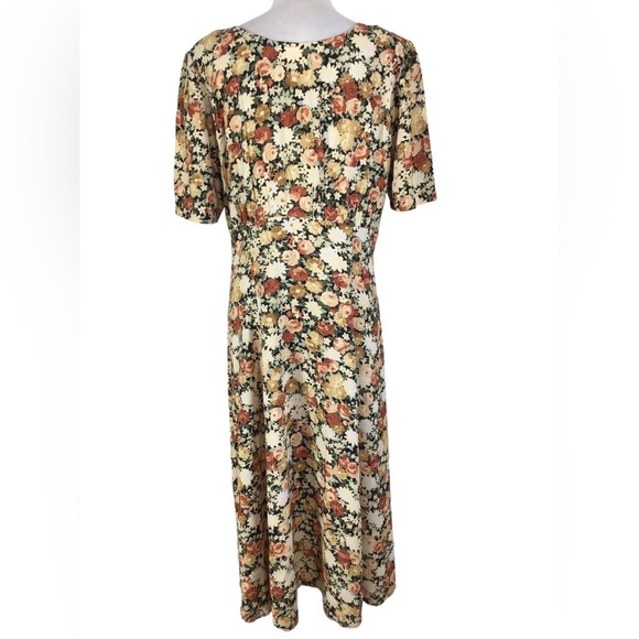 Vintage 1980 Rabbit Jr Floral Short Sleeve Midi Dress Size 13/14 - Picture 4 of 6
